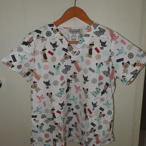 UA Scrub Top with puppy fabric